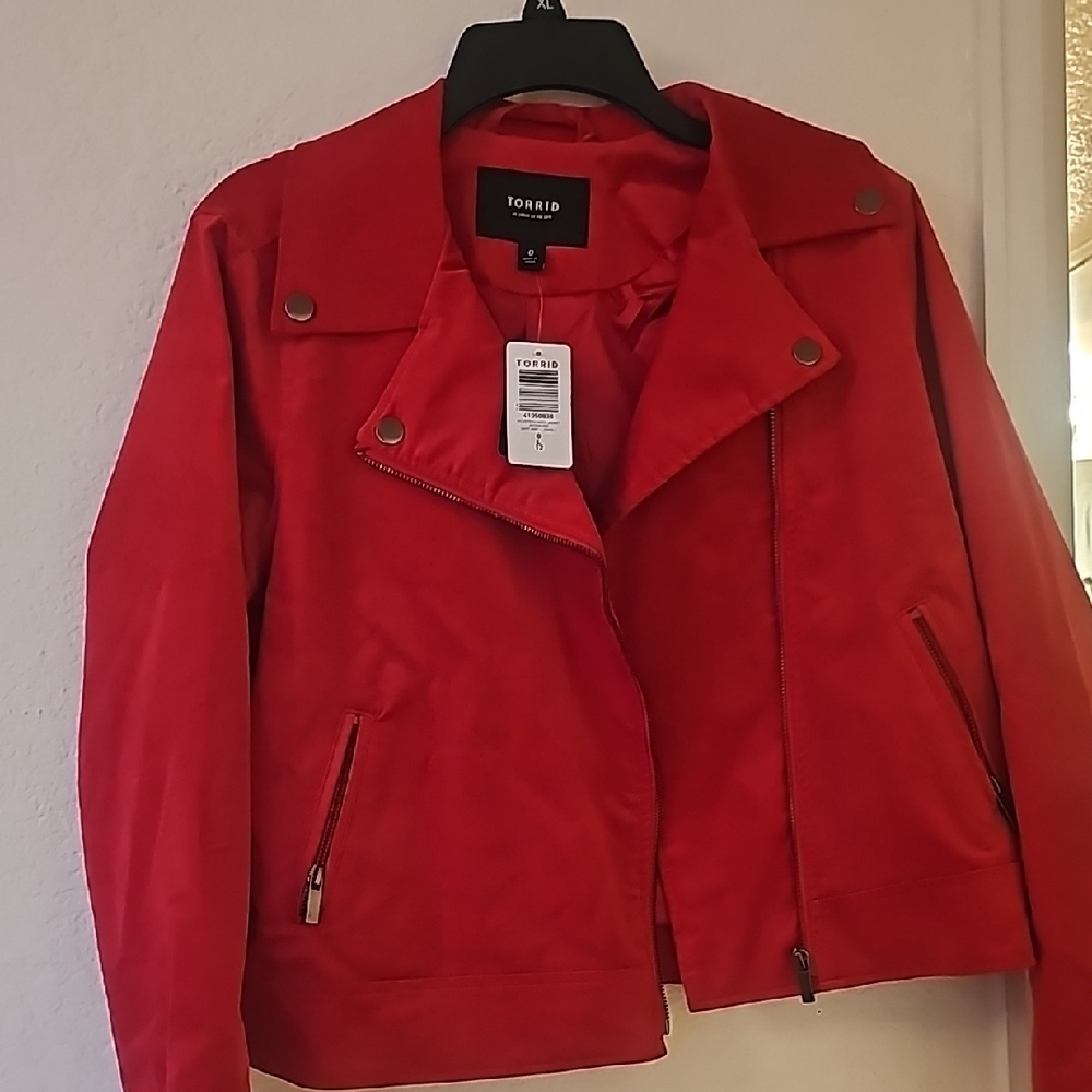 Torrid Red Suede Leather Moto Size 0 Brand-new w/Tags $100 Orig. YOURS for $40